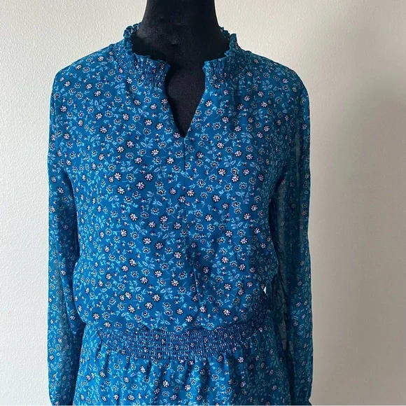 Time and Tru Blue A-line Long Sleeve Dress - Picture 3 of 12